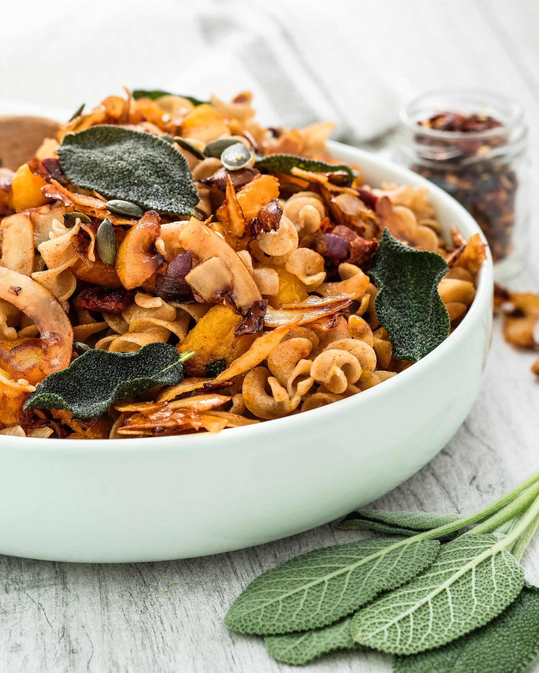Butternut Squash Pasta with ‘Bacon Bits’