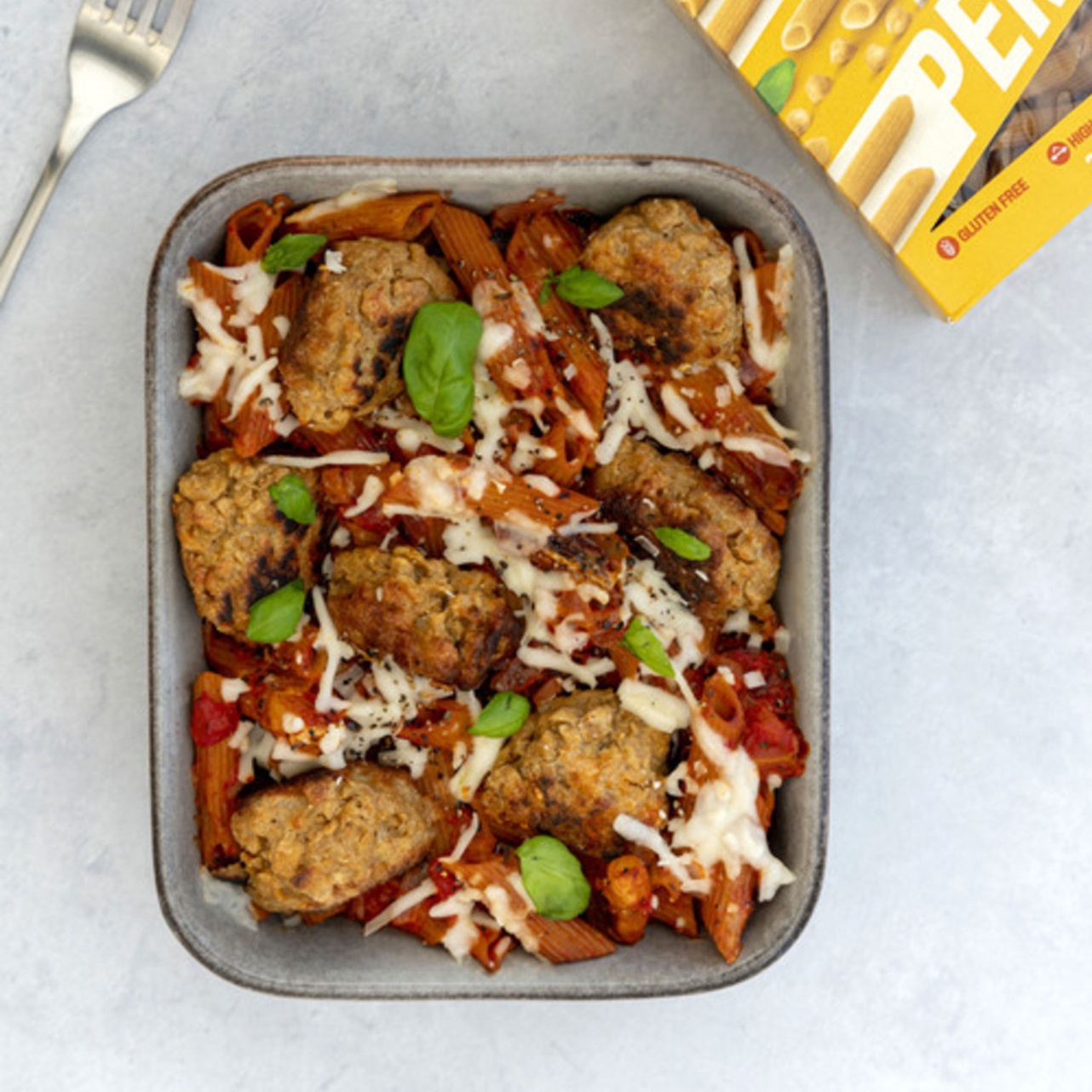 ONE POT VEGAN MEATBALL PASTA BAKE