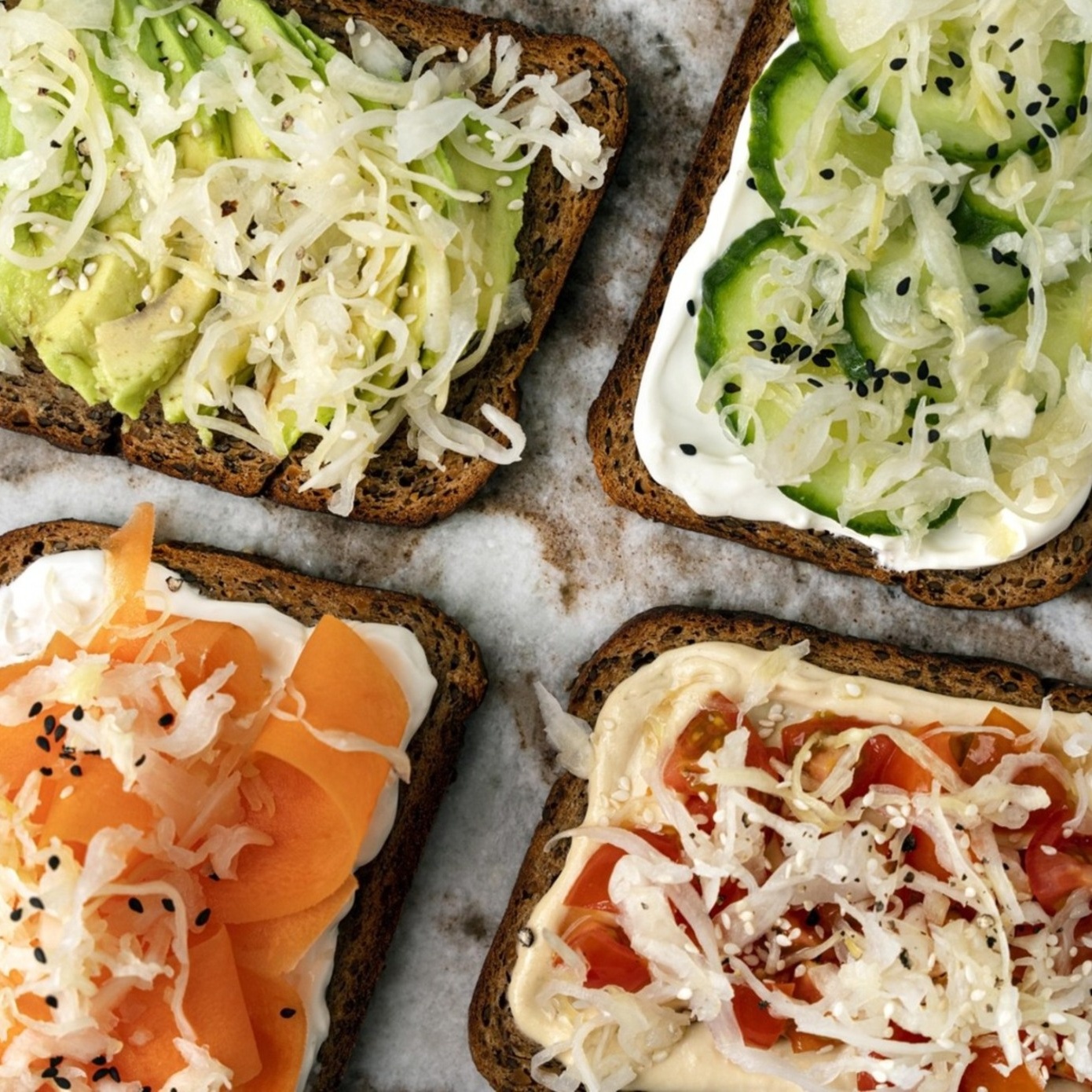 SAUERKRAUT TOPPED TOASTS