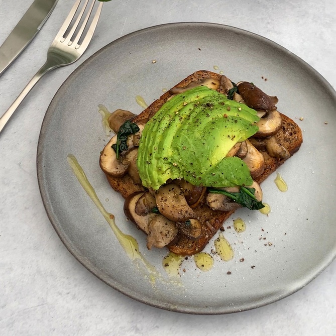 Garlic Mushroom and Avocado Topped Toast