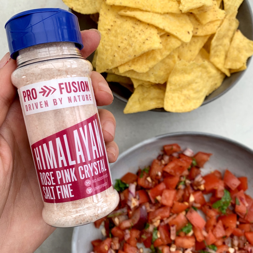 Vegan Salsa with Pink Himalayan Salt