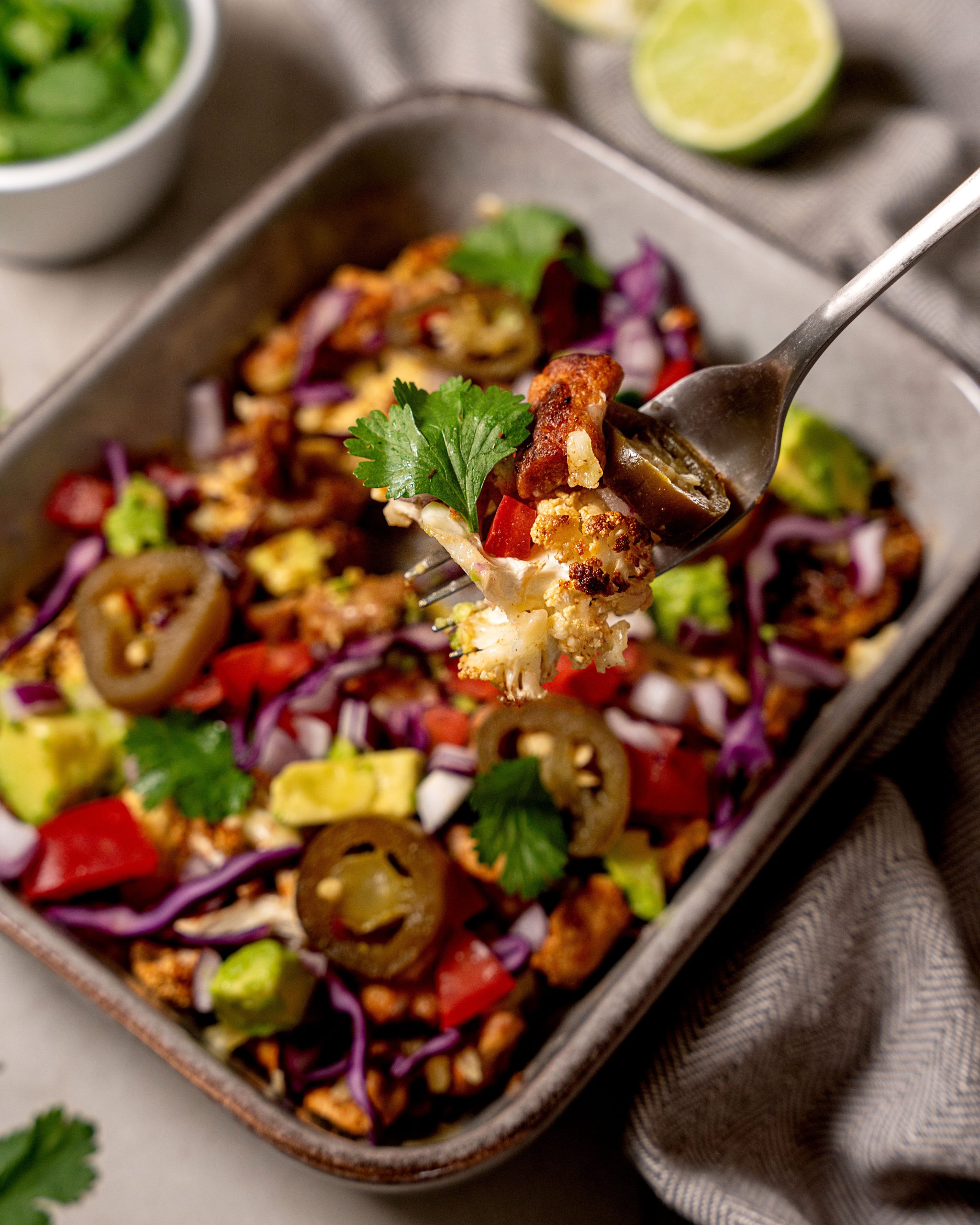 High Protein Vegan Loaded Cauliflower Nachos