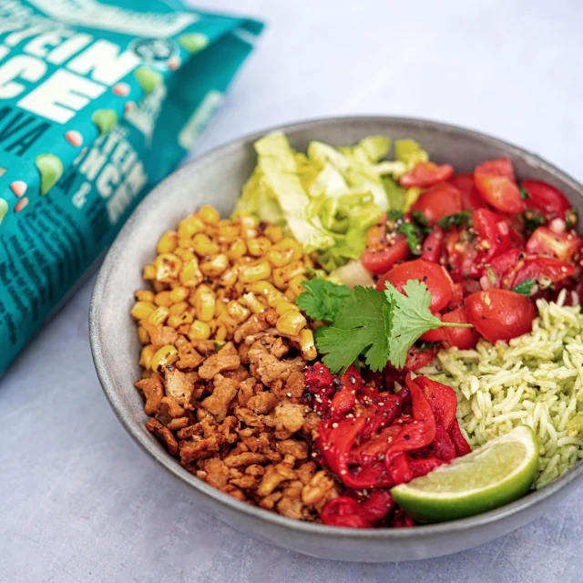 Dive into this delicious burrito bowl featuring our protein-packed Pea and Fava Mince! It's not just a meal, it's a flavour fiesta in a bowl! 🎉🌯 Whether you're a plant-based pro or just looking to mix things up, this dish is bursting with freshness and goodness. Who's ready to dig in? 🙌💚 #burritobowl #plantbased #protein #organic