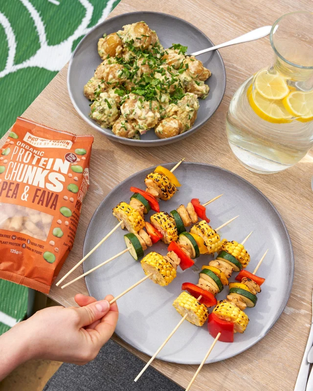 Fire up the grill and let your taste buds go on a flavourful adventure with our Pea and Fava chunks! 🌱🍢 These vibrant, plant-powered bites are more than just a feast for the eyes, perfect for summer gatherings or cozy nights in, they’re a delicious reminder that healthy eating can be both satisfying and fun! 🌟💚 #Protein #PlantProtien #Organic #HealthyEating